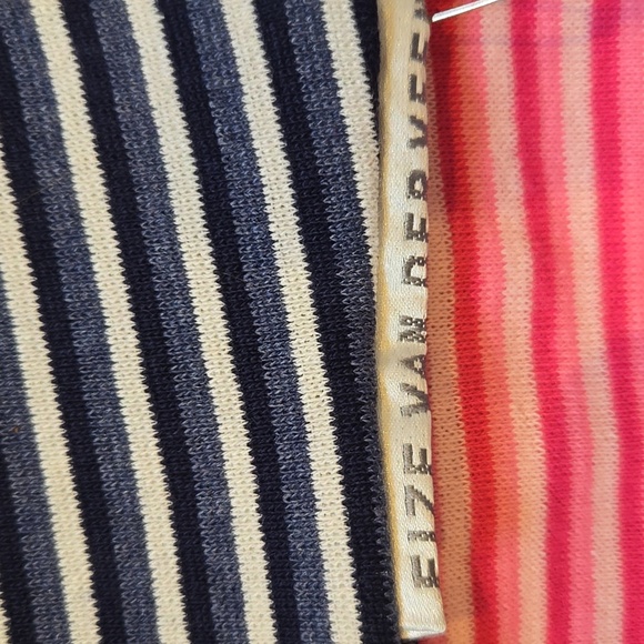 NWT Eize Van Der Veen Multi-Colored Striped Patchwork Tricot Oversized Shawl - Picture 3 of 9